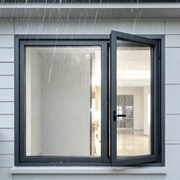 Ventana Abatible de Aluminio con Rotura de Puente Térmico, Malla Mosquitera y Vidrio Templado para Exteriores de Villas