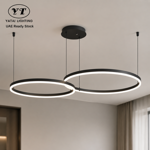 Lustre moderne en forme d'anneau, métal, acrylique, LED, dimmable, télécommande, trois couleurs, intérieur, pour salle à manger, chambre, maison, 40 cm, 60 cm, 57 W - Product Image 1