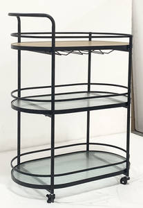 <span class=keywords><strong>Chariot</strong></span> moderne à 3 niveaux en forme de pilule avec roulettes pour hôtels, bars à domicile, salons, cuisines - Porte-verres pour villas et appartements - Product Image 2