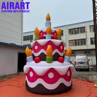 Accessoires de décoration de fête d'anniversaire gâteau rose gonflable, ballon gonflable grand modèle de gâteau pour la publicité