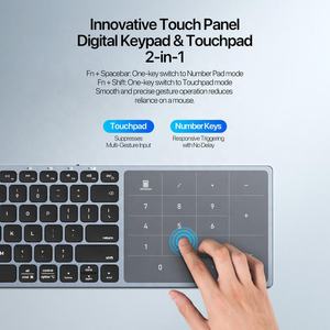 คีย์บอร์ดไร้สายอลูมิเนียมแบบสัมผัสขนาดใหญ่ ฟังก์ชันคู่ บางเฉียบ สำหรับคอมพิวเตอร์ตั้งโต๊ะ แล็ปท็อป แท็บเล็ต ใช้เป็นคีย์บอร์ดภายนอก - Product Image 6