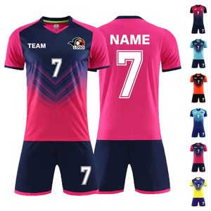 Ensemble de maillots de football personnalisés sublimés jaune et bleu, col en V, manches courtes, anti-transpiration, unisexe adulte, tenue d'équipe, design dégradé - Product Image 3