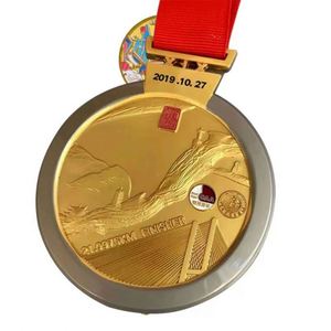 Médailles de marathon personnalisées en or et argent, médailles sportives en métal émaillé, course de natation - Product Image 5
