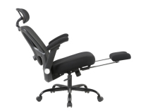 Chaise de bureau ergonomique à dossier haut en maille noire réglable avec accoudoirs et casque 6D intégrés