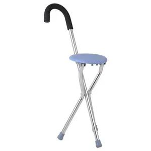 厂家直销新款不锈钢折叠可调老人拐杖椅带座椅热卖手杖使用方便
