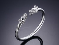 Nouveau Design Offre Spéciale Punk Acier Inoxydable Câble Fil Bracelet Bracelet Hommes Hiphop Viking Dragon Manchette Bracelet