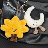 Pendentif en peluche Soleil et Lune transfrontalier, mignon, en forme de croissant, en matériau PP, fabriqué en Chine, accessoire de sac, porte-clés, cadeau
