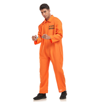 Costume de Cosplay de Détenu Orange pour Homme, Combinaison d'Uniforme pour Halloween, Ensemble de Pompier