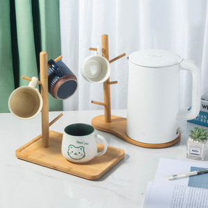Multifunctional Cup Holder Wooden Stand With Drainage For <b>Kitchen</b> Office Home Use - Product Image 1