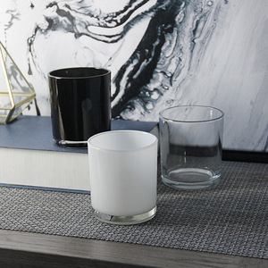Bocaux à bougies en verre <span class=keywords><strong>d</strong></span>époli noir mat avec couvercles – Récipients minimalistes pour bougies, pour une <span class=keywords><strong>d</strong></span>écoration intérieure esthétique – Gobelets à bougies en verre - Product Image 1