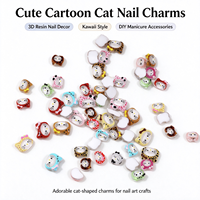 Breloques 3D pour ongles en résine brillante motif chat KT dessin animé, imprimé léopard mignon, tailles variées, pour décoration d'ongles DIY et manucure
