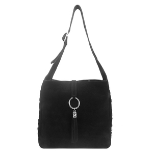 Sac à bandoulière en daim noir style streetwear pour femme avec rivets métalliques, vente en gros - Product Image 1