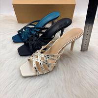 Nouvelle Collection Été ZA2026 – Sandales à Talons Hauts Creuses en Strass, Style Féerique, Bout Carré Ouvert, à Enfiler