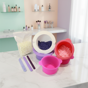 Easy to Clean Food Grade Silicone Wax Warmer Bowls with Non-stick Spatulas and Liner Eco-Friendly Custom Logo Purple Pink - Product Image 1