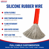 Câble en silicone, tension nominale 600V, température nominale 200°C, fils 20AWG 22AWG 24AWG 26AWG, fils électriques