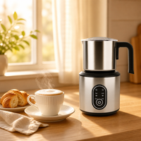 Mousseur à lait électrique automatique 5 en 1 en acier inoxydable 700 ml pour cappuccino, latte, chocolat chaud, avec carafe amovible, logo personnalisé OEM