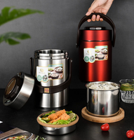Conteneur isotherme empilable en acier inoxydable à 3 couches de 67 oz pour aliments chauds et soupes, avec couvercle en PP sans BPA et sac à lunch