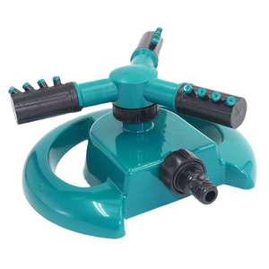 Arroseur de pelouse rotatif automatique à 360 degrés, outil d'irrigation de jardin à 3 bras, vert bleu, matériau PP - Product Image 4