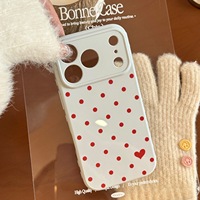 Coque de téléphone ZL107 à pois avec bordure en forme de cœur, style Ins, compatible avec iPhone 17 Pro Max, coque souple, grande fenêtre, 16 pouces