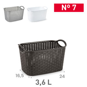 Cesto in Rattan 3.6L 24x16.5Cm Contenitore di Plastica per Organizzazione Domestica Colori Assortiti - Product Image 1