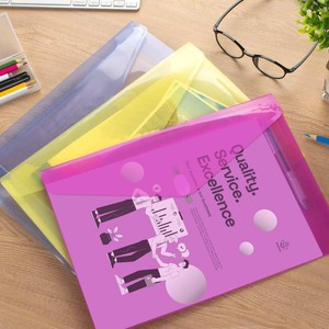 Màu nhựa phong bì A4 Kích thước nhựa thư mục tập tin rõ ràng không thấm nước tài liệu phong bì với đóng cửa - Product Image 6