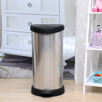 Bac à poussière avec pédale, couvercle plat, accessoire de cuisine, 40 litre