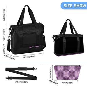 2PCS Hawaiian Purple Ulu Quilt Print Custom Weekender Overnight Bag Waterproof Nylon Large Carry on Bag Travel Tote Duffel Bag - Product Image 3