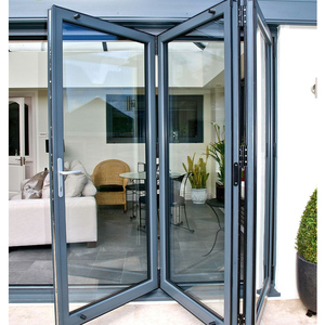 D-TOP 2024 Vente en gros Porte de grange à trois volets Porte <span class=keywords><strong>coulissante</strong></span> en verre à double pliage Porte en aluminium à double pliage pour la maison - Product Image 5