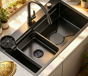Évier de cuisine en acier inoxydable gris anthracite, à cuve unique, style moderne - Product Image 6