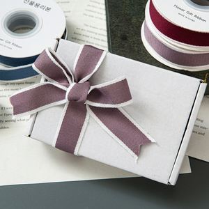Korean Style 100% Polyester Chenille 2.5cm Plaid Frayed Edge Eco-friendly Ribbon for Flower Gift Wrapping DIY Handmade <b>Bow</b> - Product Image 4