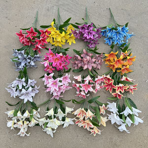 9 teste di giglio decorazione per interni all'aperto strada di colore brillante fiore di simulazione - Product Image 1