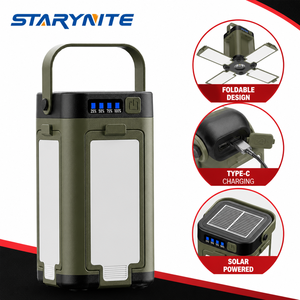 STARYNITE Linterna de Camping de 200 Lúmenes XHP50, Mini Linterna EDC para Exteriores, Batería 18350, Carga Solar, Tipo-C, Recargable, Portátil - Product Image 1