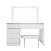 Table de bureau de courtoisie de maquillage avec rangement et tiroir grand miroir de courtoisie bureau avec 3 modes d'éclairage pour filles femmes maquillage chambre