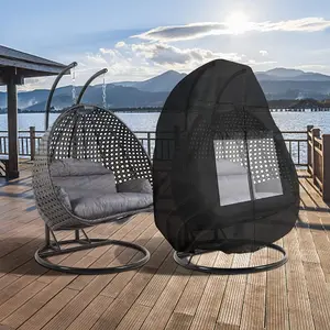 헤비 듀티 야외 파티오 방풍 UV 저항 방수 스윙 계란 의자 커버 야외 소파 커버 잔디 파티오 가구 커버