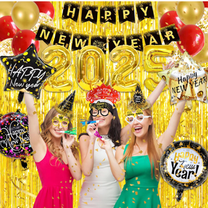 Bonne année <span class=keywords><strong>lunettes</strong></span> <span class=keywords><strong>frange</strong></span> bruit fabricant chapeau diadème bannière Photo accessoires 2026 feuille ballons bruant rideau nappe fête décor - Product Image 2