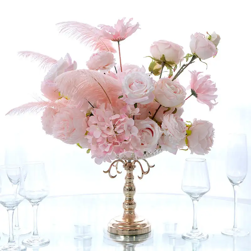 Simulação de penas flor bola mesa de festa de casamento peças centrais evento festa adereços arranjo de exibição de janela