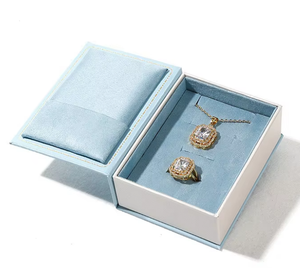 Red White Magnetic <b>Jewelry</b> <b>Gift</b> <b>Box</b> for Necklace and Ring Set, Luxury Rigid Cardboard <b>Box</b> with Velvet Lining, Custom Logo Accept - Product Image 4