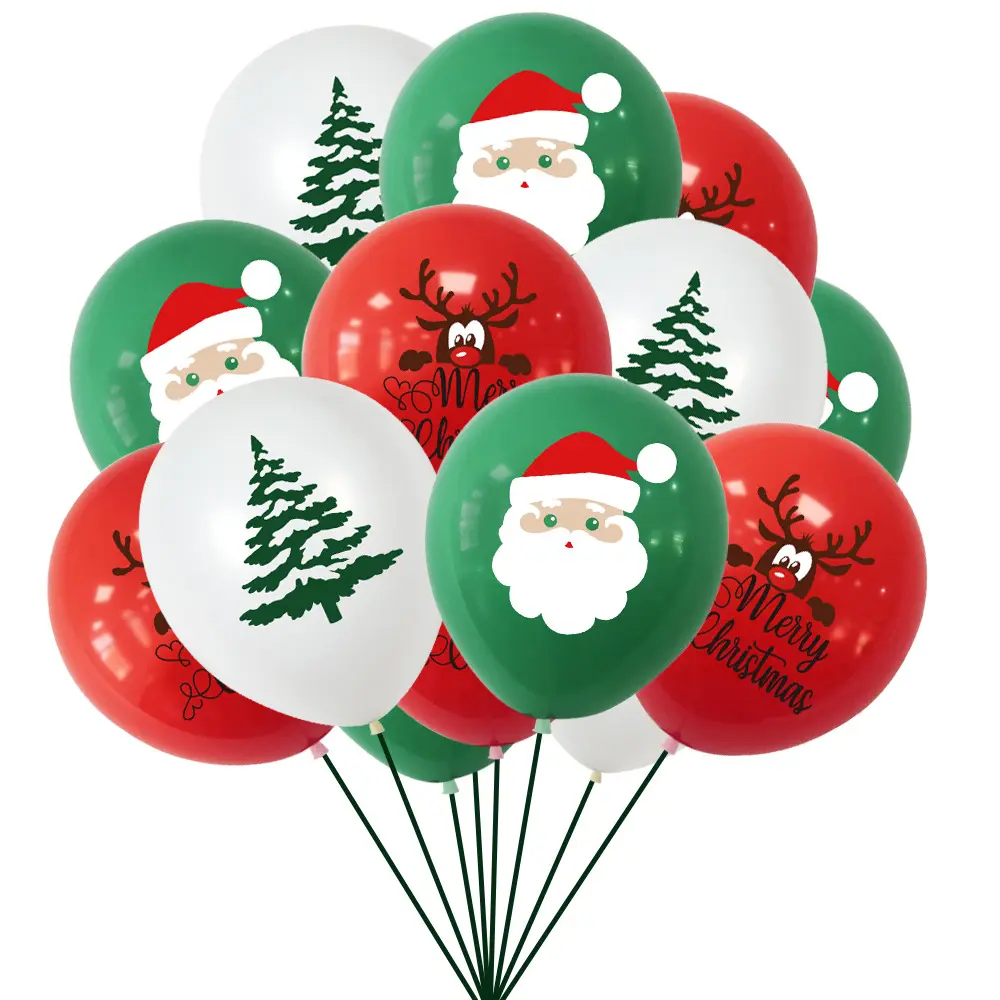 red/green santa tree christmas balloons gift new year party latex confetti balloon christmas decorations for home 2021