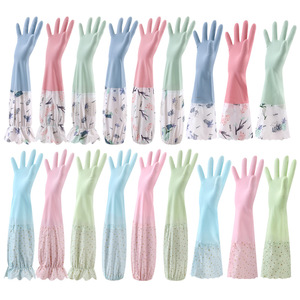 Winter Thickened Fleece Lined <b>PVC</b> Gloves 48cm Waterproof Warm Frostproof Durable Cleaning Gloves - Product Image 2