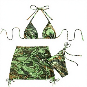 2024 Tie Dye Printthree 3 Piece Eco-Friendly <b>Plus</b> <b>Size</b> Floral Gradient Swimdress Tankinis <b>Bikini</b> <b>Sets</b> Cover Ups Swimsuit - Product Image 3