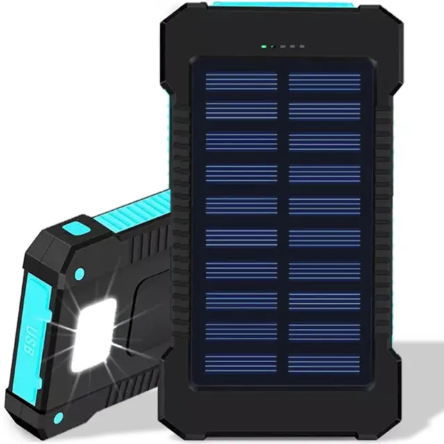 Caricabatterie solare USB portatile senza fili per esterni a ricarica rapida Powerbank Solar Power Bank con luci a Led