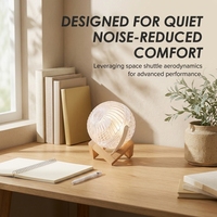 Ventilateur de table portable électrique transparent réglable en bois, rechargeable, décoratif, avec LED, idéal pour l'été