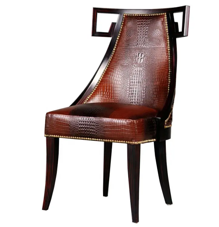 Элегантный дизайнерский деревянный обеденный стул UK Club Tree с высокой спинкой из крокодиловой кожи