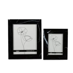 索菲恩奢华艺术风格大理石图案黑色4x 6英寸桌子站立塑料相框