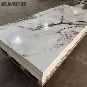 AMER Interior decoration wall panel for kitchen, plastic uv marble pvc panels for bathroom