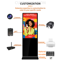 Pantalla de publicidad LCD para interiores de 55 pulgadas Pantalla de medios de quiosco con programa de marketing de afiliados Instalación de piso Señalización digital