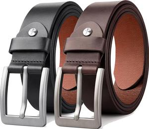 Ceinture en cuir classique pour homme avec boucle en métal, ceinture décontractée et formelle, ceinture de pantalon réglable - Product Image 2