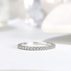 RINNTIN-Anillo de plata de primera ley y Circonia cúbica para mujer, sortija, plata esterlina 100%, Circonia cúbica, Zirconia, circonita, zirconita, eternidad, boda, 925 - Product Image 5