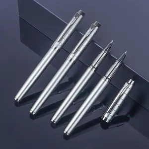 Stylo plume en métal de luxe de couleur gris pistolet mat pour hommes stylos plume avec logo personnalisé