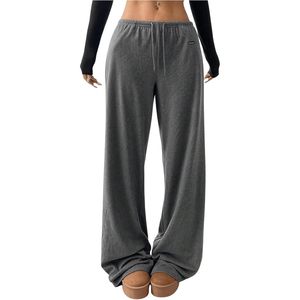 Pantalon de survêtement personnalisé pour femme, taille basse, coupe large, avec poches, en tissu éponge respirant, style décontracté - Product Image 1